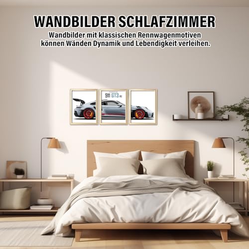 3 Stück Auto Poster, Sportwagen Wandposter für Wall Decor, Supercar Leinwand Bilder für Jungs Zimmer Deko, Auto Zimmerdeko Geschenk Autoliebhaber für Büro Schlafzimmer Wohnzimmer Deko, 40 x 30 cm