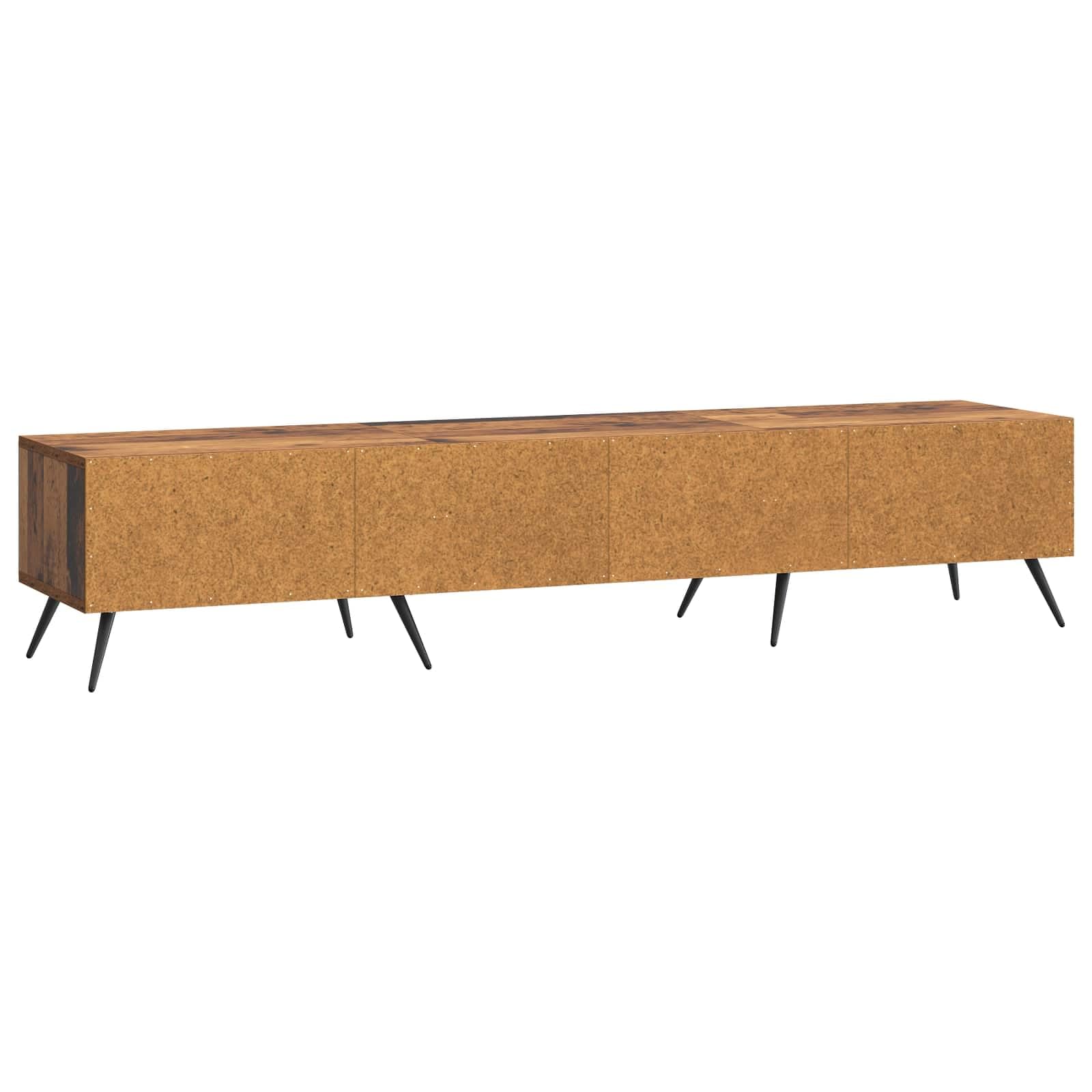 Mobile TV in legno anticato, 147 x 34,5 x 30 cm, moderno supporto TV con ripiani e cassetti, molto spazio per lettori multimediali e DVD, design compatto per piccoli appartamenti