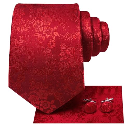 Image of Dubulle Silk Ties Set for Men Formal Paisley Striped Necktie Pocket Square Cufflinks 3PCS Sets Wedding Business Party