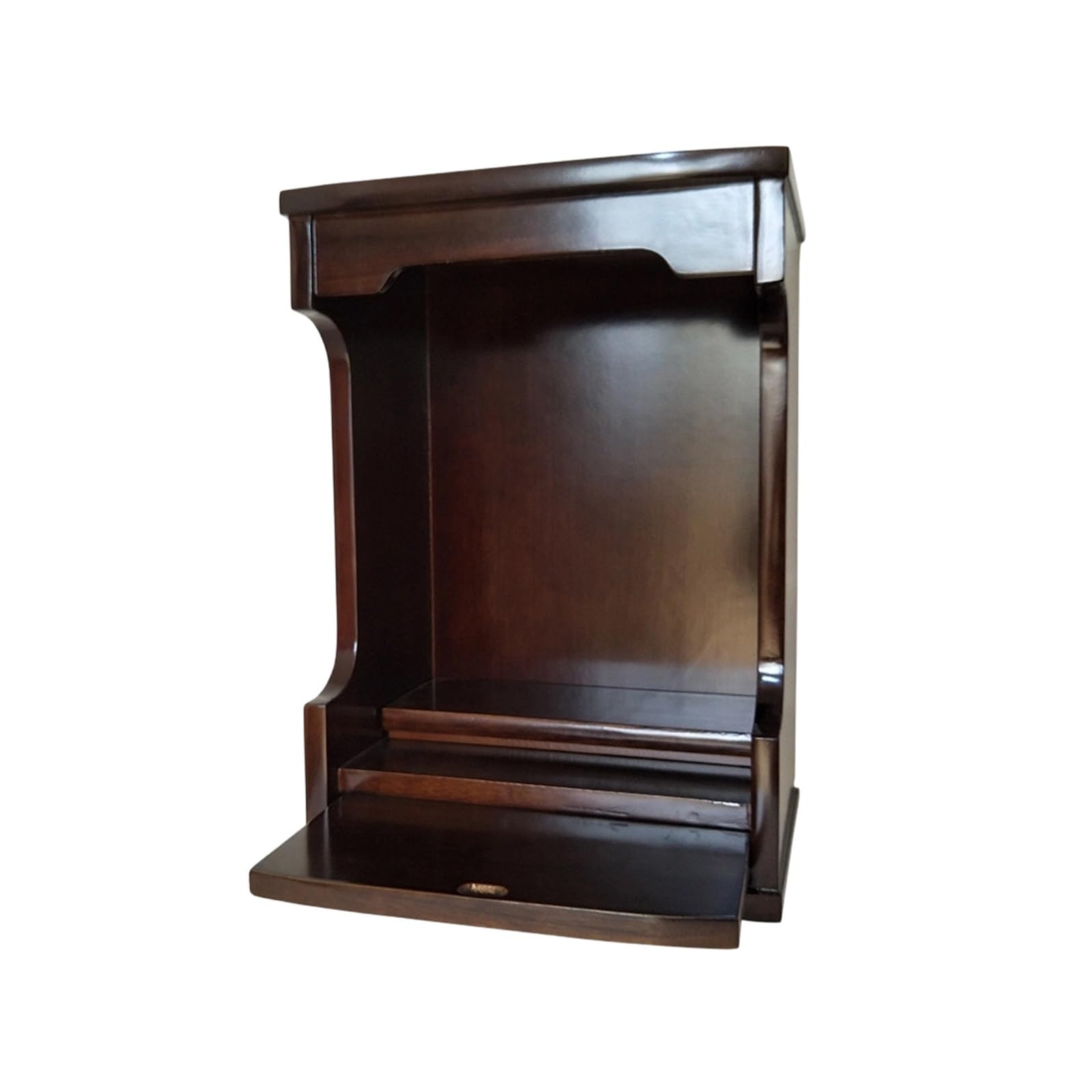 JNTFNE Wall Mounted/Desktop Solid Wood Buddhist Altar，Household Shrine Meditation Table,Guan Gong & God of Wealth Statue Display Cabinet for Prayer and Incense Tribute(Black Walnut,53cm/20.8in)