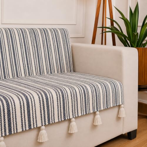 Image of STITCHNEST 'Nomad Weave Collection' 2 Seater Sofa Cover - Full Coverage| Elegant Jacquard Fabric, Decorative Tassels, Washable & Durable for Modern Living9