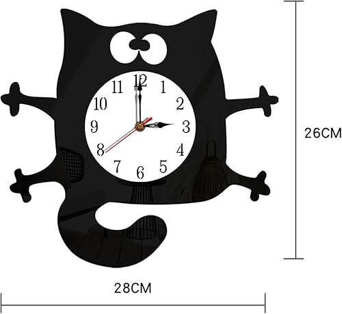 Miniatura 4 de MYCENSE Reloj de pared con forma de gato sin tictac funciona con pilas para decoración de dormitorio cocina