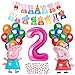 Geburtstagsdeko 2 Jahre Mädchen, Luftballon 2. Geburtstag, Rosa Wutz Deko Geburtstag 2, Helium Ballons, Sticker, Happy Birthday Banner für 2 Jahre Kindergeburtstag Deko