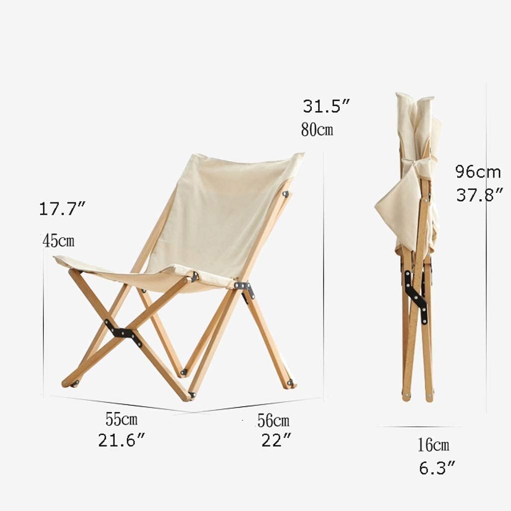 Portable Folding Chair Solid Wood Camping Chair Folding Chair Single Sofa Portable Outdoor Beach Sports Chair Adjustable Folding Chair(Beige)