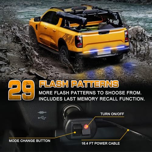 Image of XRIDONSEN 48 inch 288 LED Tailgate Strobe Lights Rear Emergency Lights
