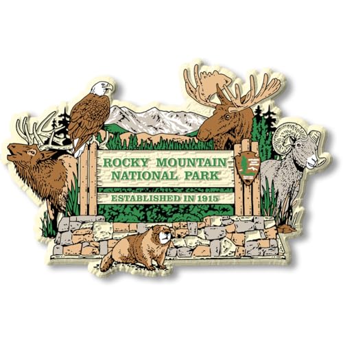 Imán Rocky Mountain National Park estilo vintage 4.1" x 3"