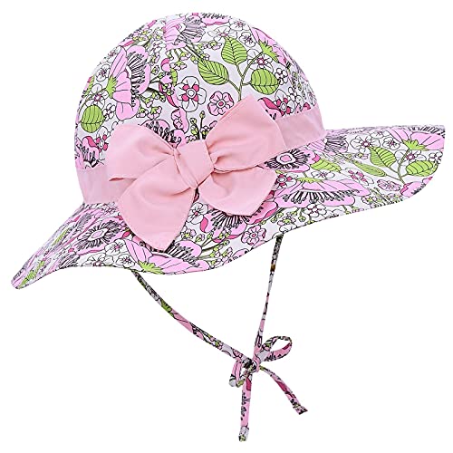 Bucket Hats Girls Sun Hat Toddler Infant Summer Hat Pool Beach Newborn Girl Sunhats For Babies 6-12 Months Pink-Floral #TOP18