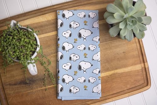 Image of Flagology, Peanuts Snoopy Heads Pattern Kitchen Tea Towel 16 inch x 25 inch, Cute Kitchen Decor, Licensed Peanuts, Hand Towel