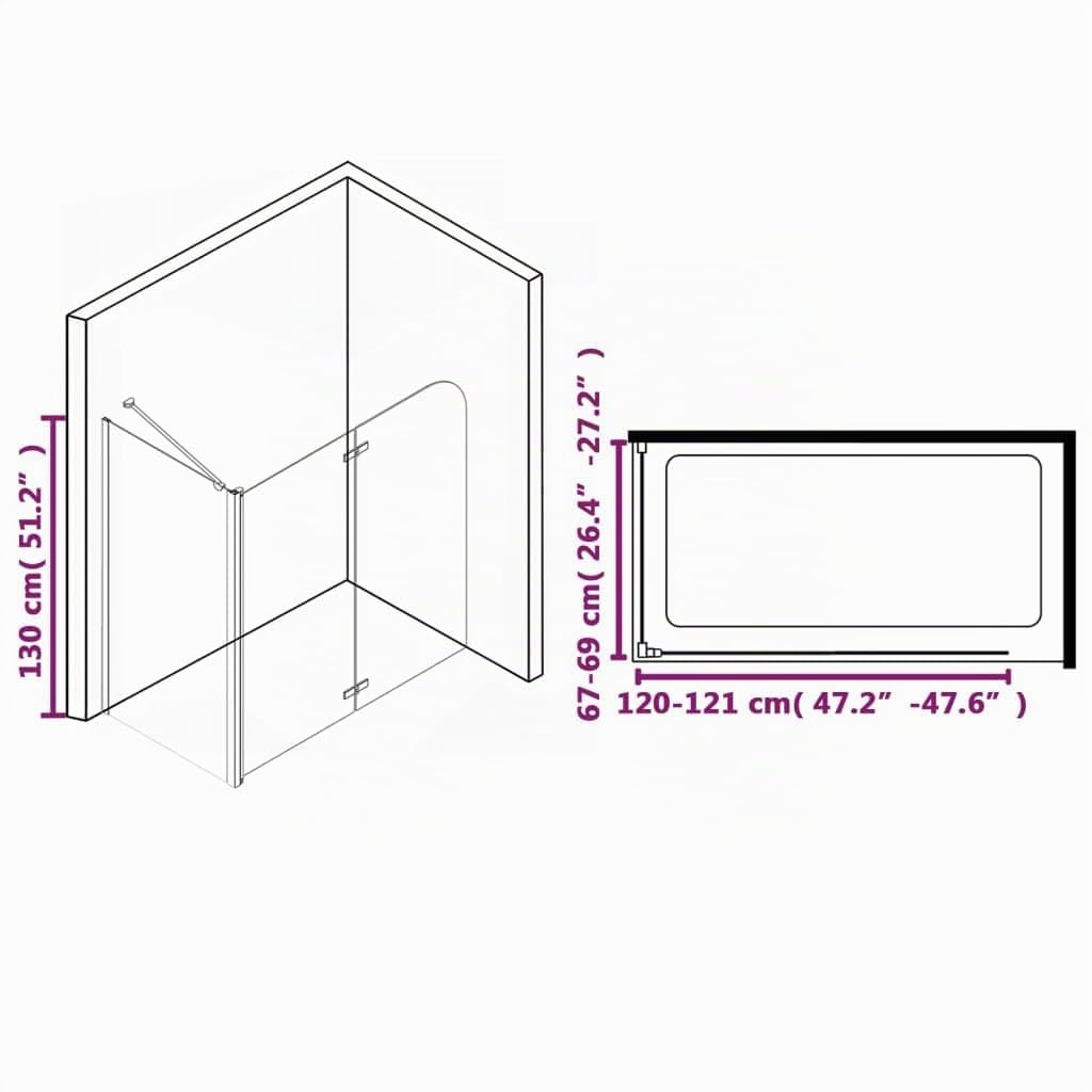 vidaXL Box Doccia Pieghevole a Libro in ESG 120x68x130 cm