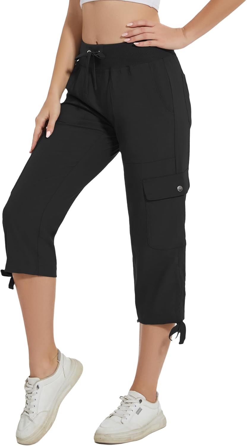 YuKaiChen Women's Capris Hiking Summer Pants Outdoor Athletic Casual with Pockets - Image 2