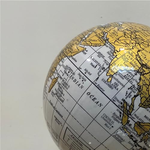 Image of Home Decor Globe with Ungli-Shaped Gold Arc and Sturdy Marble Base,Modern Globe for Office Decoration (Color-White gold)