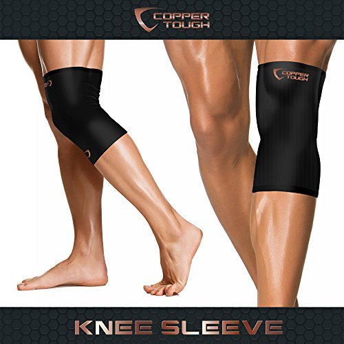 Copper Tough Compression Knee Brace - High Performance Copper Compression Sleeve for Enhanced Circulation, Recovery, Joint Pain and Support for Men and Women – Athletic or Everyday Use – Medium
