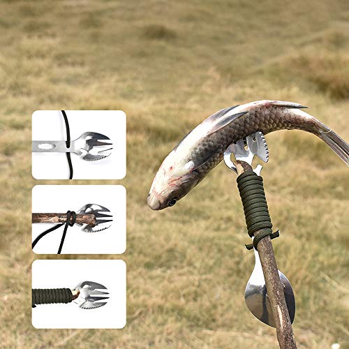 Sporks ao ar livre, Andoer 6 PCS Multifuncionais para camping Sporks de aço inoxidável Funcional ao
