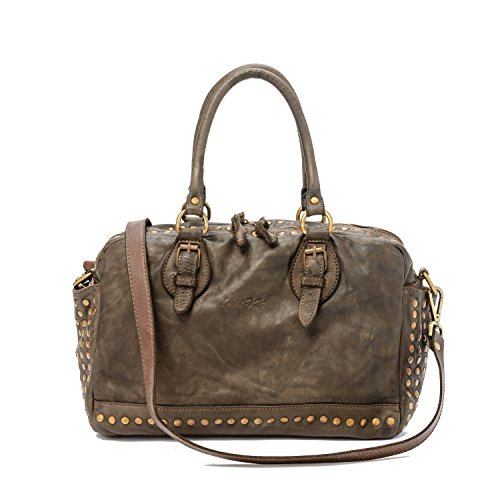 Bolso para mujer, Piel genuina, Vintage, Modelo Lima, Made in Italy (marron)