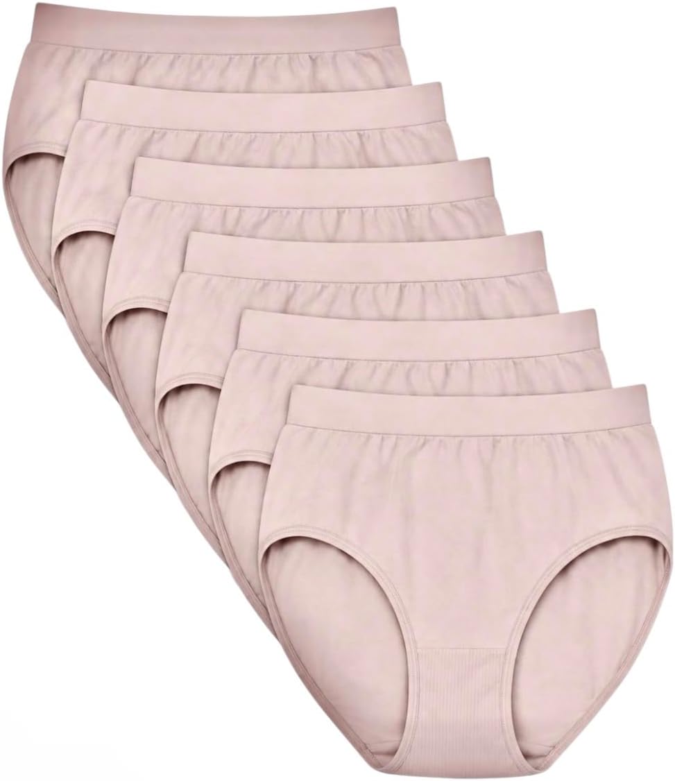 Bali Women`s Set of 6 Comfort Revolution Microfiber Seamless Hi Cut Panty 8/9, Rosewood