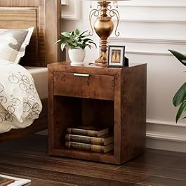 COZAYH Burl Finish Nightstand...