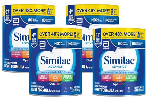 Image of Similac Advance Infant Formula with Iron, Baby Formula Powder, 30.8-oz Can (Pack of 4), Unflavored