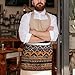 YHNNH African Mud Cloth Tribal Server Apron with 3 Pockets, Waterproof Half Apron for Waiters Fashion Bistro Aprons for Restaurant Server Work