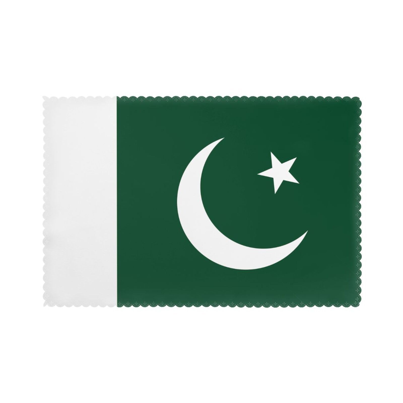 Flag of Pakistan Placemat set of 6, oil-proof and insulated dining table placemats, washable and wipeable.