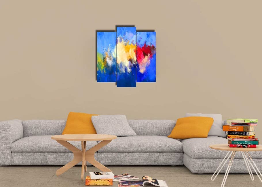 Tableau nuages abstract multicolore pour grand mur de salon - 2