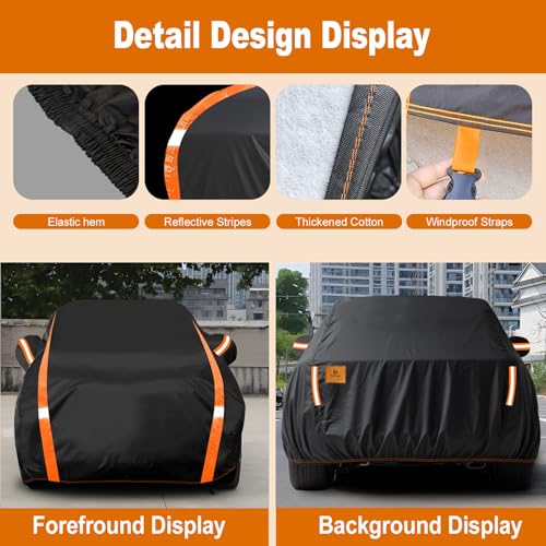 Image of Car Cover Waterproof All Weather for SUV Automobiles UV Protection Snowproof Rain Sun with Door Zipper Full Exterior Outdoor Full Car Cover Universal Fit Up to 177 inch