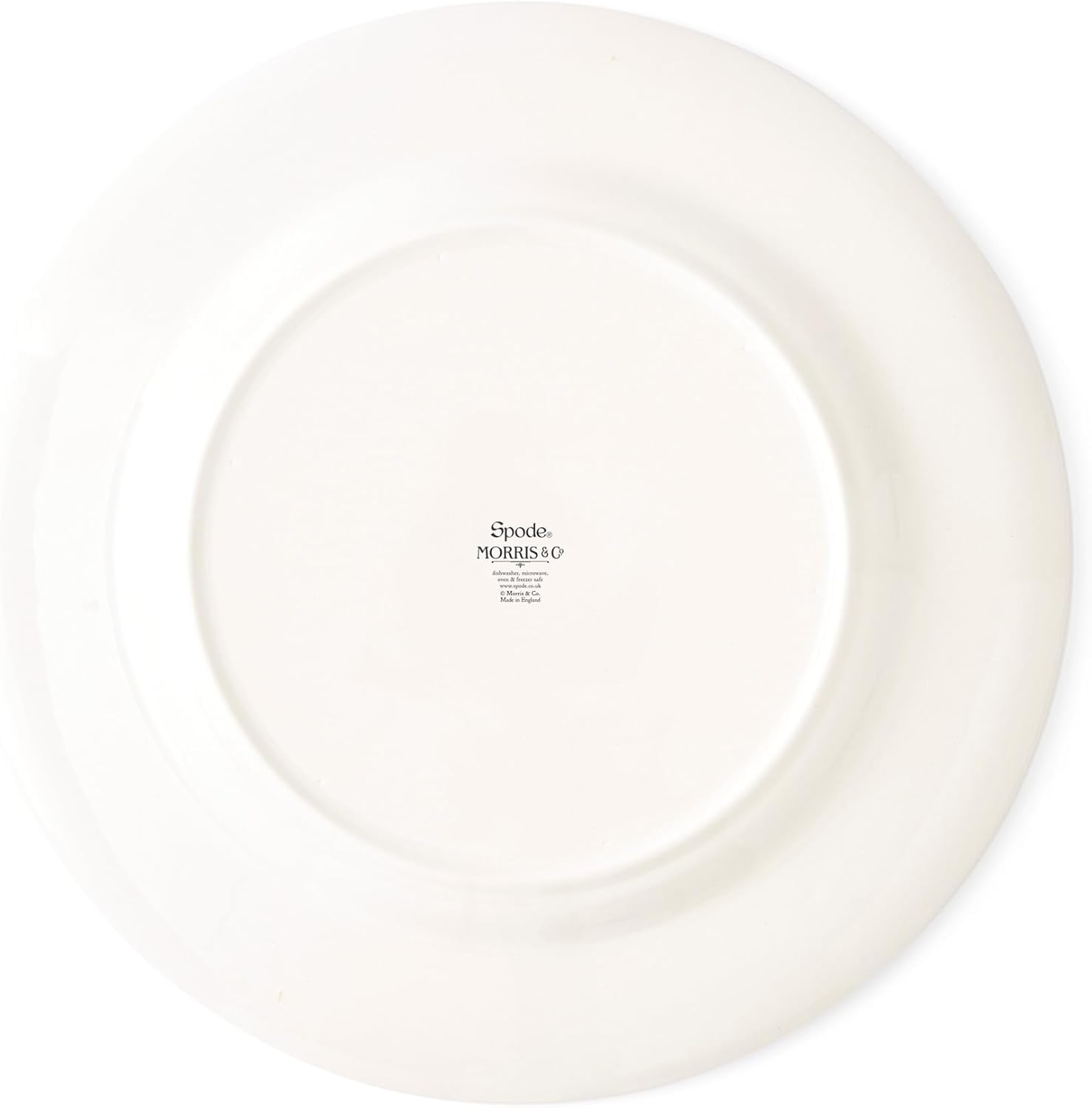 Spode Morris & Co Standen 11-Inch Dinner Plates, Set of 4 - Earthenware Dinnerware with Green Leaf Border Design, Microwave, Dishwasher, Freezer Safe - Elegant Tableware, Made in England