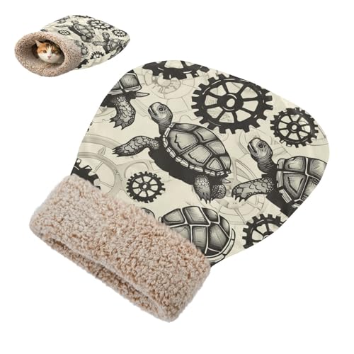 miaozhen Cama para gatos de interior y mini perros, diseño de tortuga industrial, color negro, para clima frío, suave, autocalentable, para dormir de gato