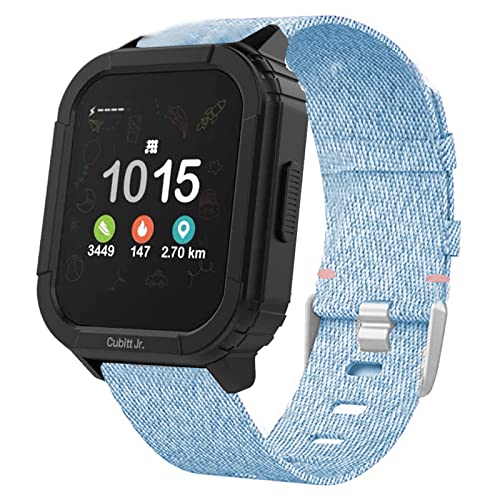 Lamshaw Compatible for Cubitt Jr Smart Watch Bands, Breathable Nylon Woven Fabric Replacement Accessory Strap Compatible with Cubitt Jr Smart Watch / Phyulls S16 Kid Smartwatch (Blue)