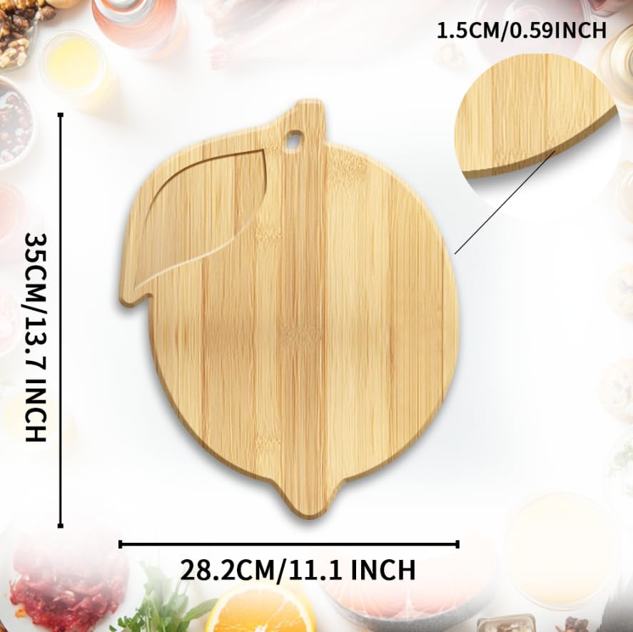 Tabla de cortar de madera de bambú en forma de limón miniatura 2