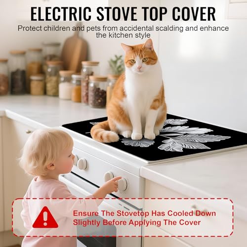 Image of Stove Top Cover for Electric Stove,Glass Stove Top Cover, Heat Resistant Glass Cooktop Cover, Stovetop Protector, Kitchen Decor, Dish Drying Mats Cover for Ceramic Washer Top 28.5x20.5 inch