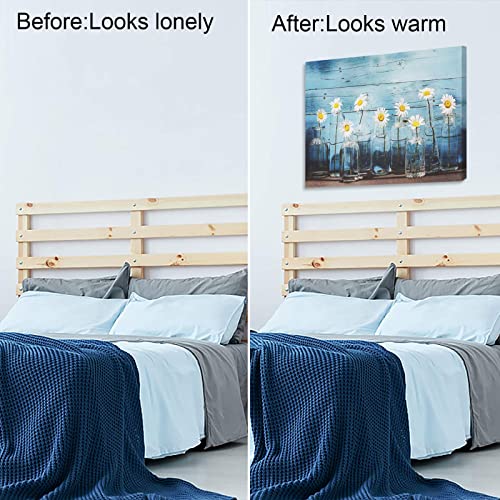 Aboxoo Vintage Daisy Flower Wall Art For Bathroom Rustic,Modern Floral Canvas Artwork In Bottle For Home Kitchen Spa Pictures-Large thumb #6