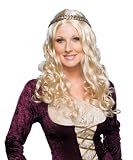 Fácil de cuidar Peluca rubia para disfraz medieval de adulto, ondulada con trenza (Rubie\'s 51219)