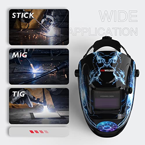 Yeswelder True Color Solar Powered Auto Darkening Welding Helmet, Wide Shade 4/9-13 For Tig Mig Arc Weld Hood Welder Mask #TOP2