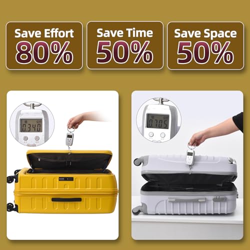 Image of Kaleenie 2 Pieces 20 /29 Luggage Sets, 20 Inch Cabin Luggage with Front Pocket and 29 Inch Side Opening Checked Trunk Suitcase, Lightweight ABS+PC Hardshell, TSA Lock with HINOMOTO 360 Wheels, Yellow