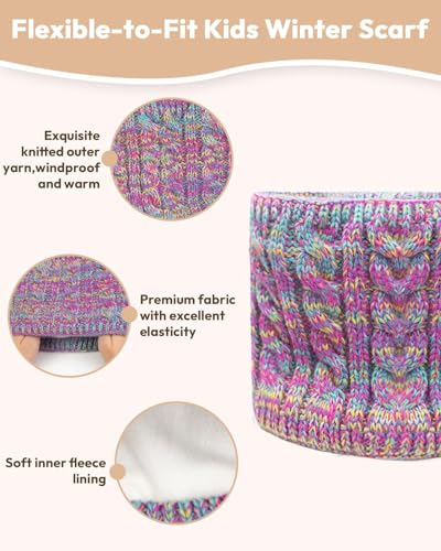 Kids Winter Hat Gloves Scarf Set, Toddler Children Girls Boys Beanie Hat Knitted Mittens & Neck Gaiter Warmer for Kids 3-103