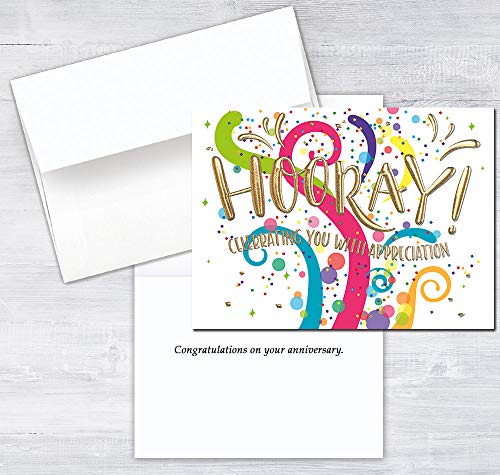 50 Employee Anniversary Greeting Cards - 4 Exciting Designs - 52 White Envelopes - Fsc Mix #TOP3