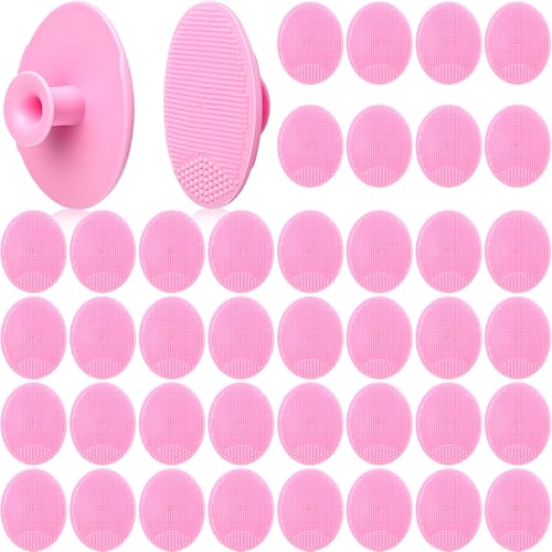 Nuogo 40 Pack Facial Cleansing Brush Face Scrubber Face Exfoliator Exfoliating Brush Soft Silicone Scrubber Handheld Wash Scrub Pad Tool for Deep Cleaning Pore Blackhead Delicate Dry Skin Care Women