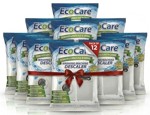 Image of EcoCare Washing Machine Descaler Cleaner, Deep Clean Residue Odor & Limescale Remover for Top and Front Load Washer Machines, Descaling Powder for Drum, Tub & All Internal Parts 100G - PACK OF 12