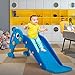 TOBBI Kids Slide for Indoor and Outdoor, Freestanding Slide for Toddler Playground Slipping Slide Climber Toy Playset with Basketball Hoop & Ball, Sky Blue