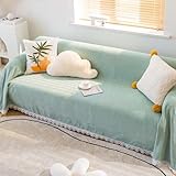 MTHGH Mantas grises para sofá mantas grandes para sofás mantas para el sofá mantas grandes para sofás manta de punto extra grande para sofá de 4 plazas, verde hierba-180 x 150 cm