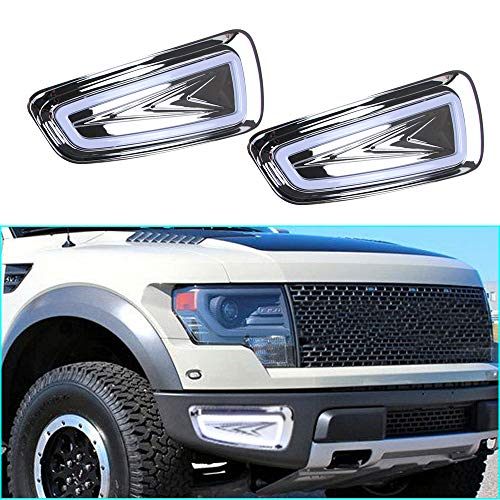 Super Bright LED Daytime Running Light Dual Color DRL for F-150 SVT Raptor 2010-2014 Replacement Front Bumper Fog Lamp Assembly Model B 1 Pair(Front L/R)