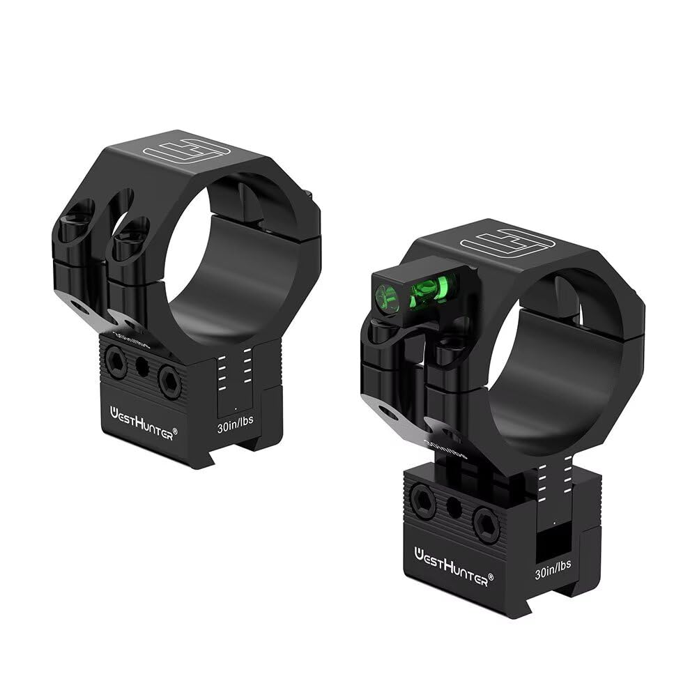 WestHunter Optics – Anneaux de précision à queue d'aronde de 11 mm avec réglage de 120 MOA, tube de 2,5 cm 30 mm 34 mm réglable en hauteur avec niveau à bulle