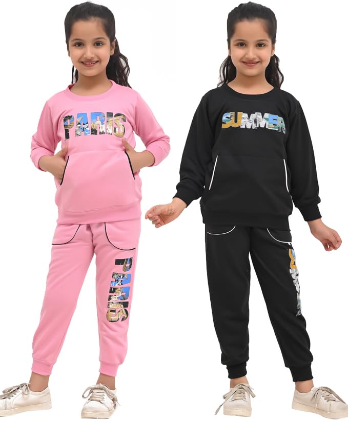 Image of Kids Girls Winter Sweatshirt with Pyjama Set for Girls and Boys | Pack of 2