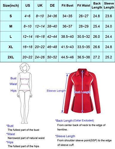 Golf Women's Lightweight Long Sleeve Zip Polo(S, Red)