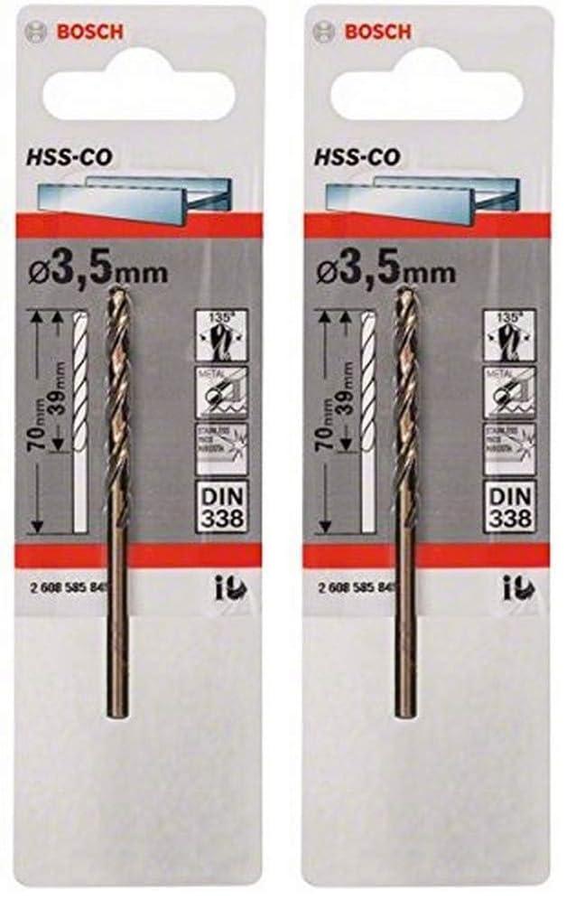 Bosch Professional 2 608 585 845 - Brocas metálicas HSS-Co, DIN 338 (3,5 x 39 x 70 mm) (Paquete de 2)