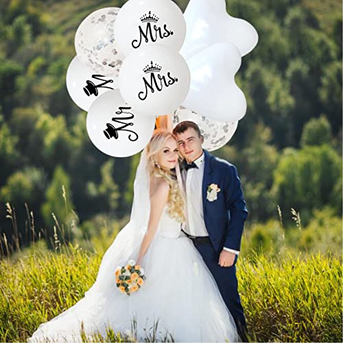 11 Pcs Mr and Mrs Balloons Wedding Balloon Party Decoration，Hen Party Accessories Rose Gold Bride Balloons,Team Bride Balloon for Bridal Shower Wedding Hen Night Party Hen Do Decor