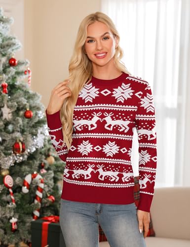 Matching Snowflake and Reindeer Fair Isle Christmas Sweater - Image 4