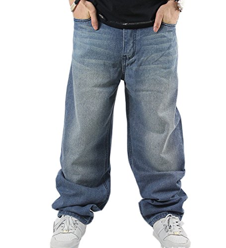 QIBOE Men's Baggy Jeans Denim Sweatpants Loose Pants