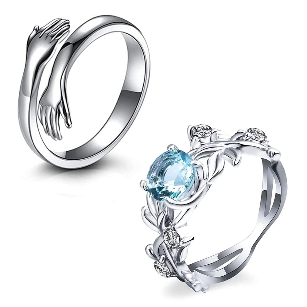 University Trendz Silver Alloy Leaf Shaped and Open Adjustable Hug Ring Set for Women (Pack of 2) (B0BBH8Q7LV) Amazon Price History, Amazon Price Tracker