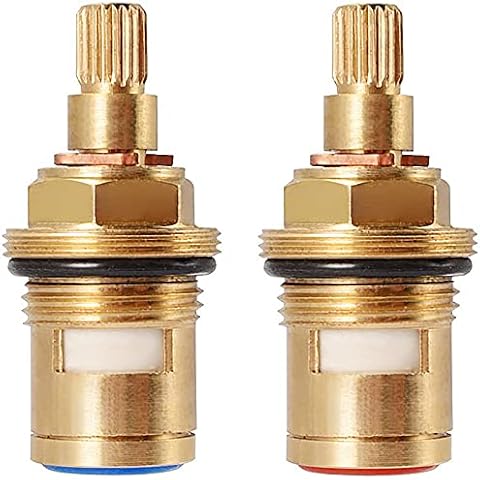 Disc Cartridge Faucet Valve Tap Cartridges Tap Valves Replacement Quarter Turn Ceramic Valve Replacement Brass Ceramic Stem Metal Chrome Plated Hot & Cold Tap 1/2'' Head Covers Cover